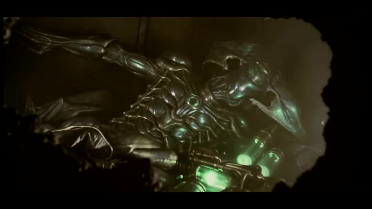 Still from Chicago vs. The Saucers — aliens invade a 1920s bank robbery