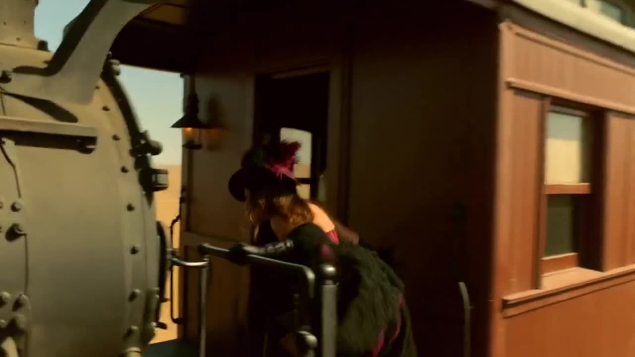 Still from The 3:10 Goes Boom — a western train robbery comedy